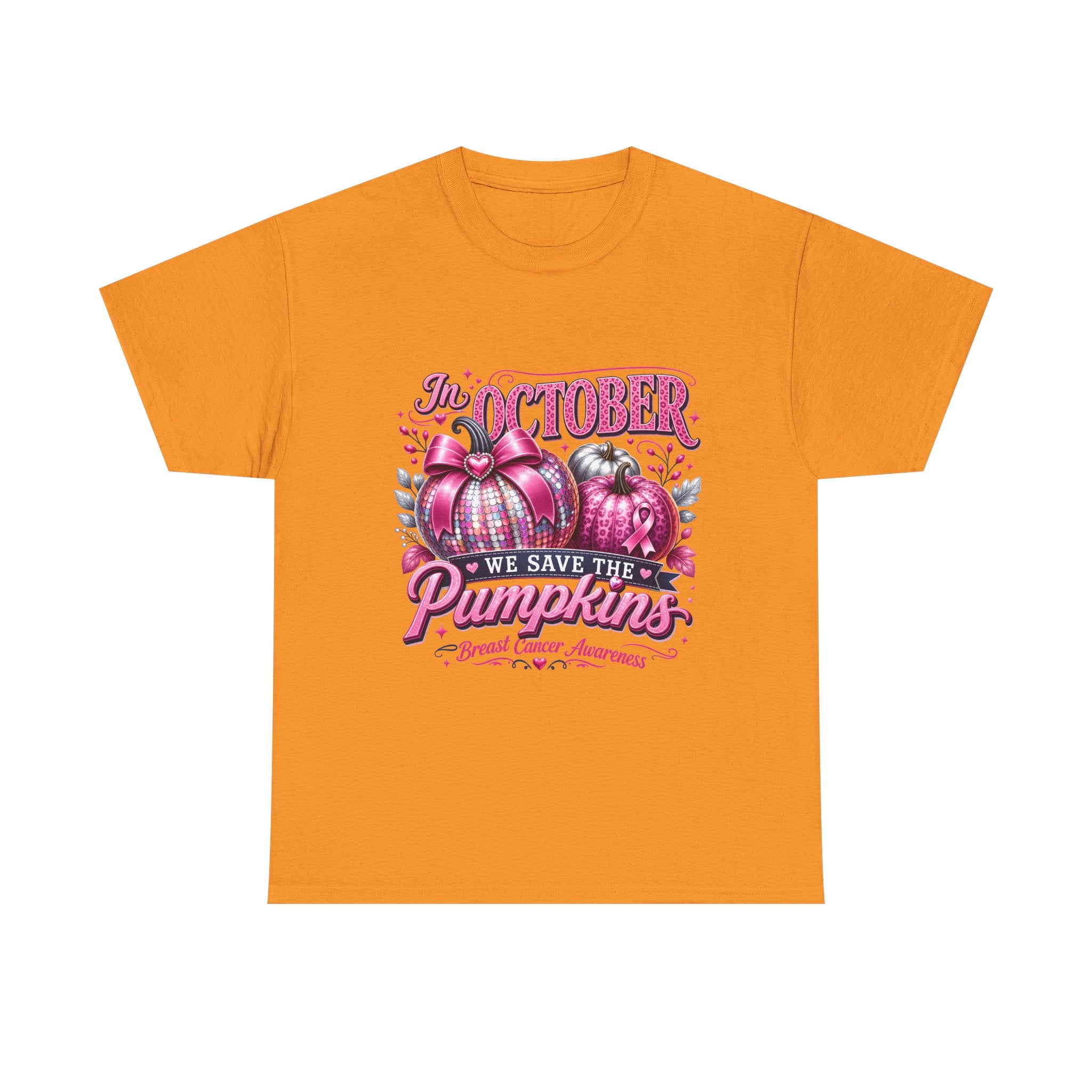 October Breast Cancer Awareness Pumpkin Tee — 