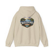 Westport Cove Hoodie — Scenic Lake Cabin Vintage Logo Hooded Sweatshirt