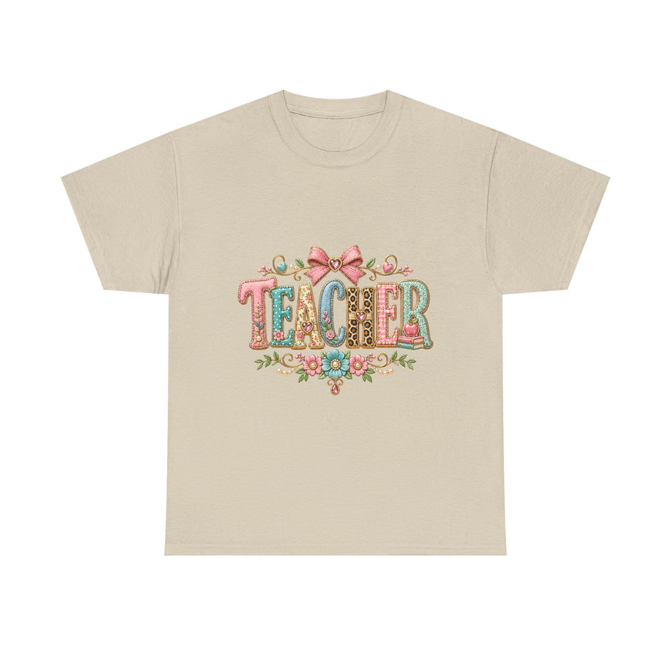 Teacher Floral Graphic Tee — Vintage Bow & Floral 