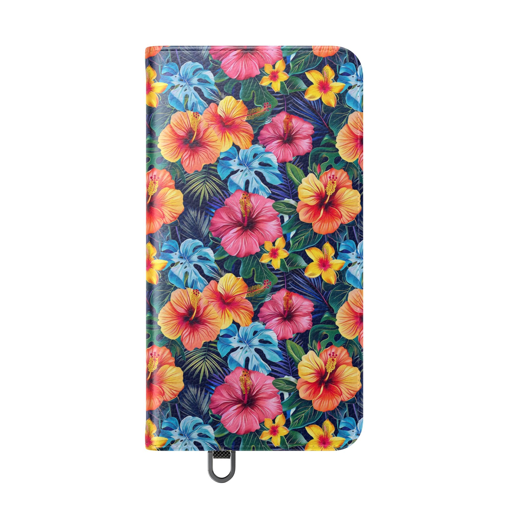 Tropical Hibiscus Flip Phone Case — Floral Wallet Flip Case with Card Slots
