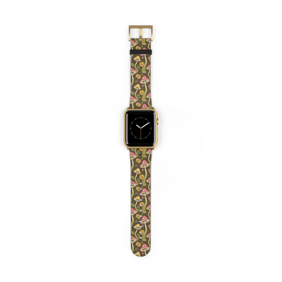 Magic Mushroom - Apple Watch Band  - Vintage Forest Fungi Apple Watch Strap