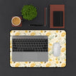 Bumble - Floral Yellow Rose Desk Mat — Vintage Garden Mousepad for Home Office