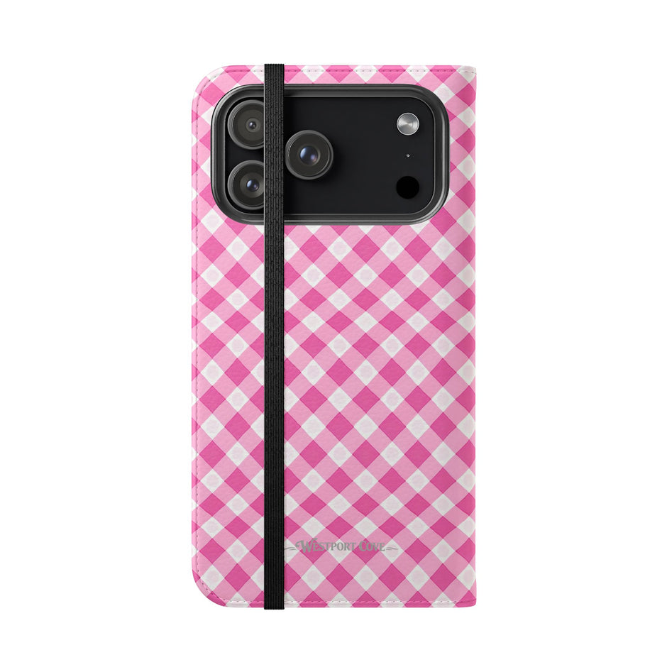 Pink Gingham - Flip Case – Wallet Flip Case with Card Slots