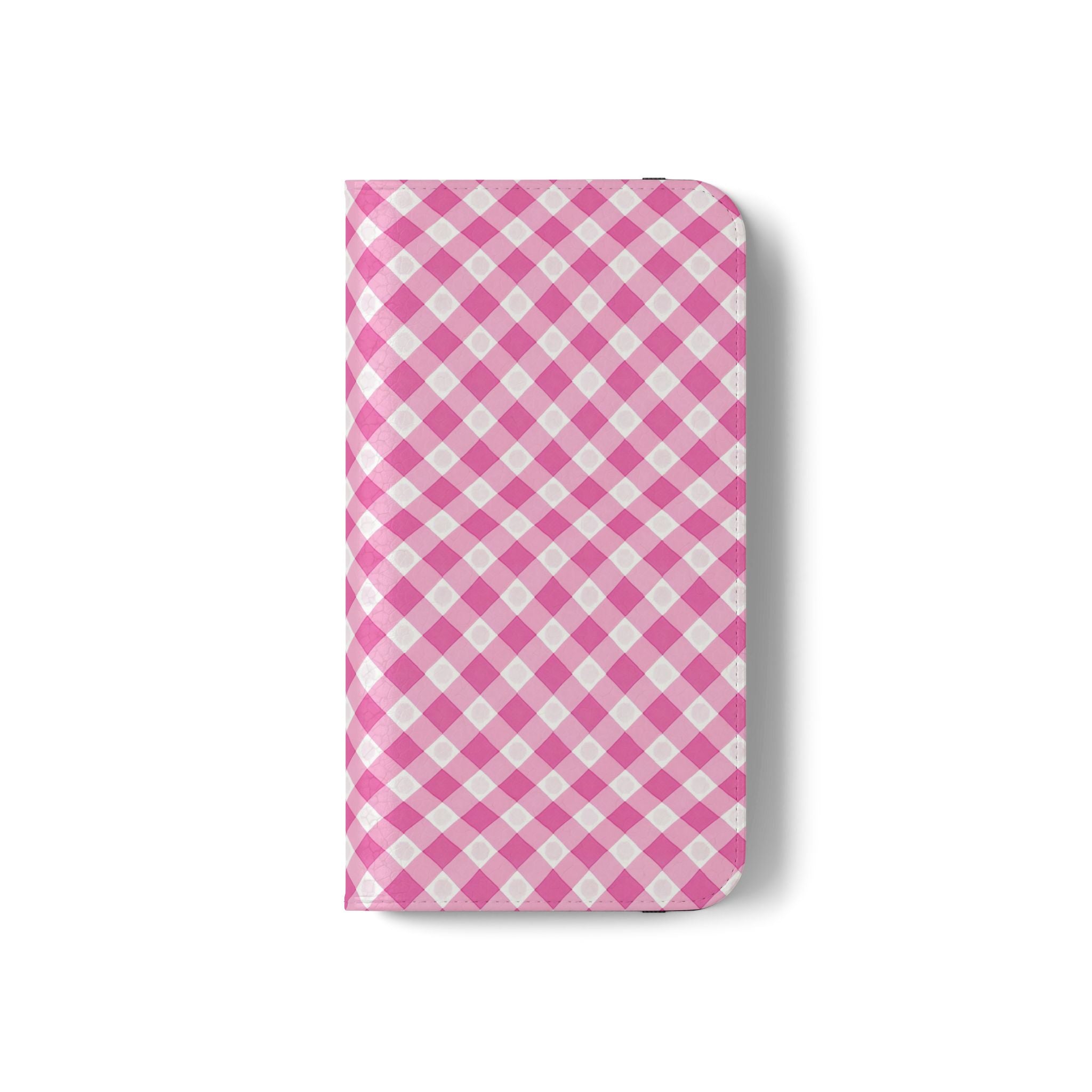 Pink Gingham - Flip Case – Wallet Flip Case with Card Slots