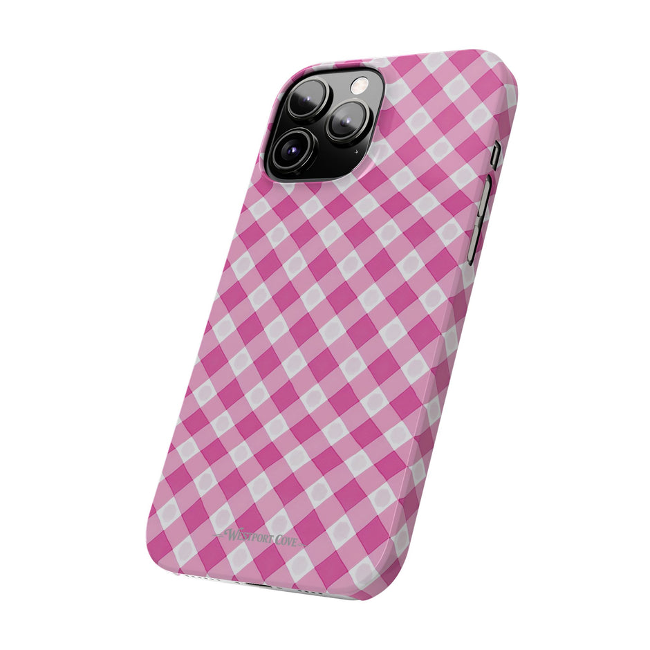 Pink Gingham - Essential Phone Case - Lightweight Protective Cover