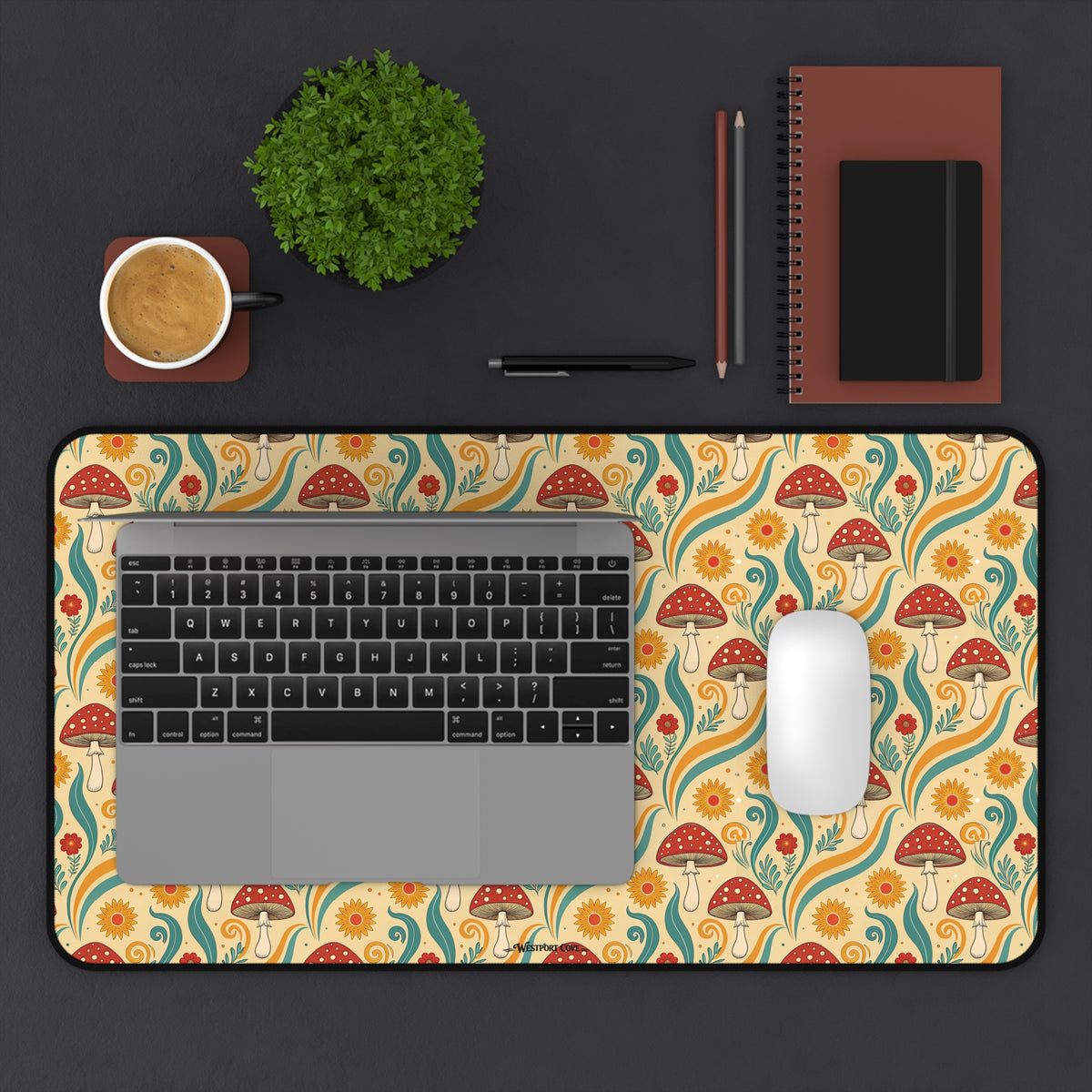Fancy Fungus Desk Mat — Retro Floral Gamer/WFH Mousepad
