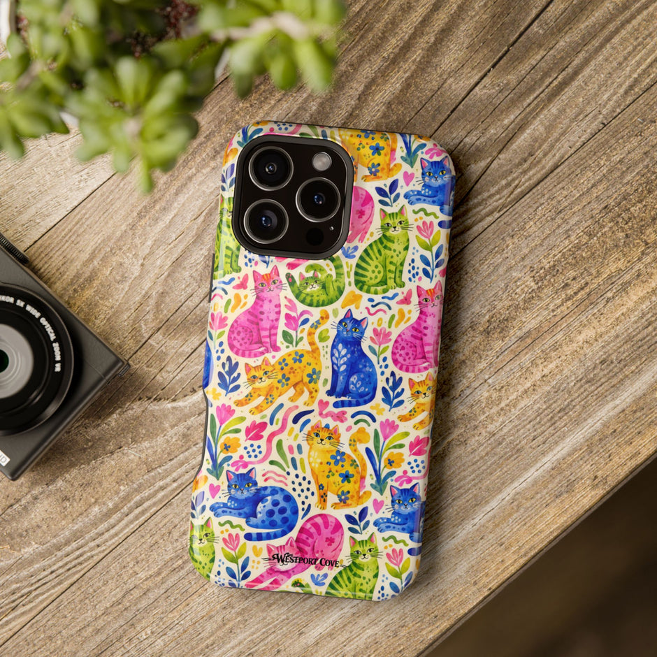 Pop Cats - Extreme Impact MagSafe Phone Case — Colorful Watercolor Cats
