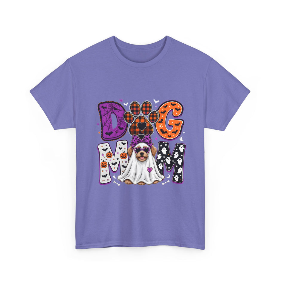 Dog Mom Halloween T‑Shirt — Ghost Pup & Spooky Pattern Tee
