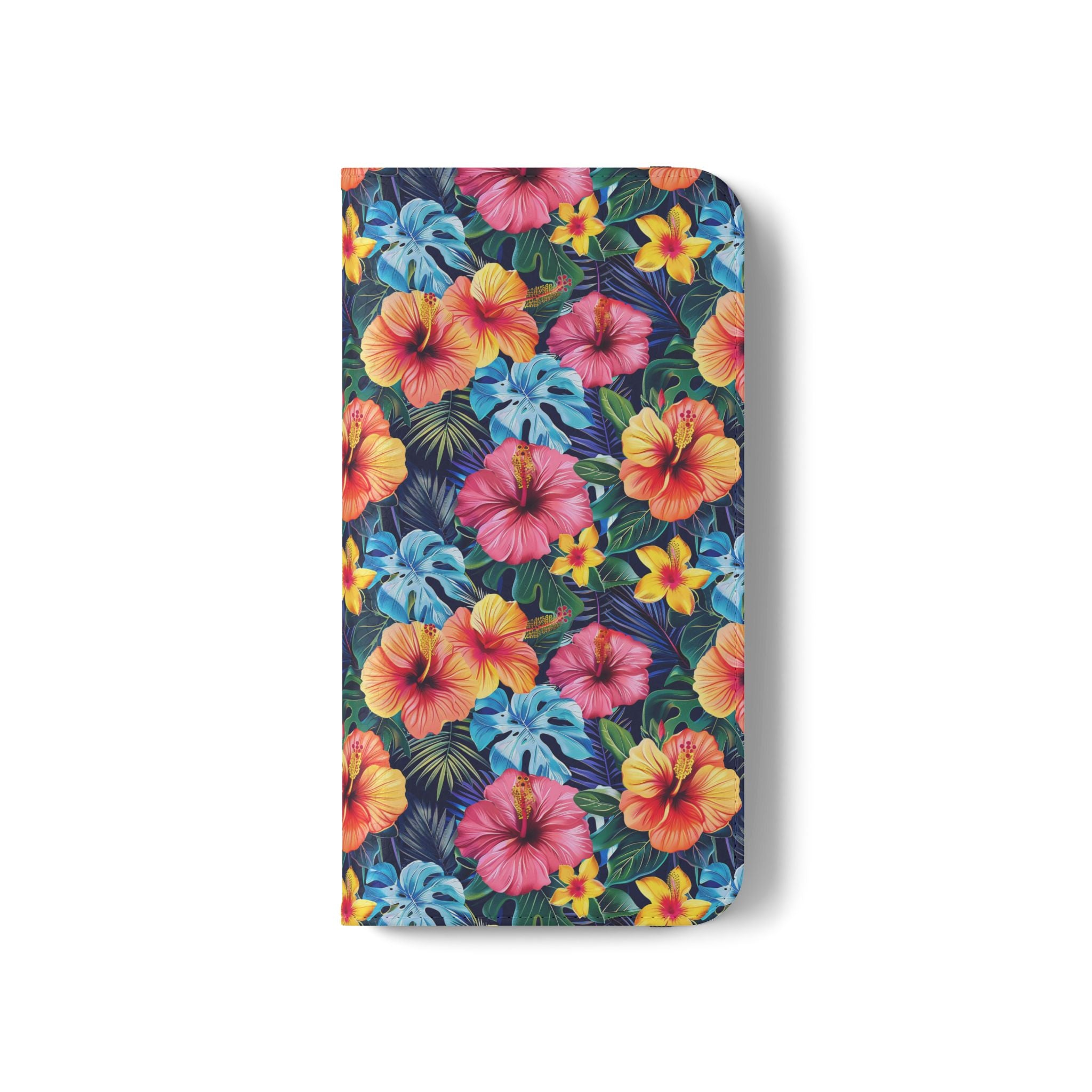 Tropical Hibiscus Flip Phone Case — Floral Wallet Flip Case with Card Slots