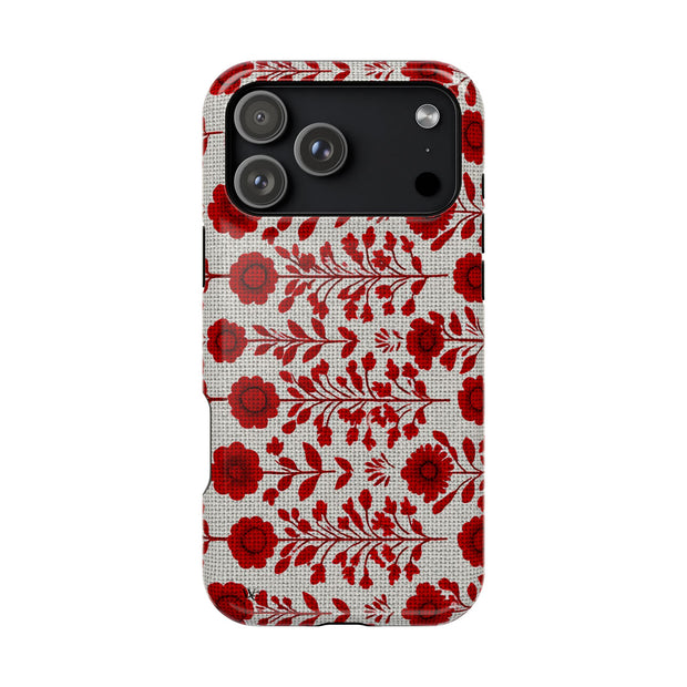 Red Scandi Floral - Extreme Impact MagSafe Phone Case