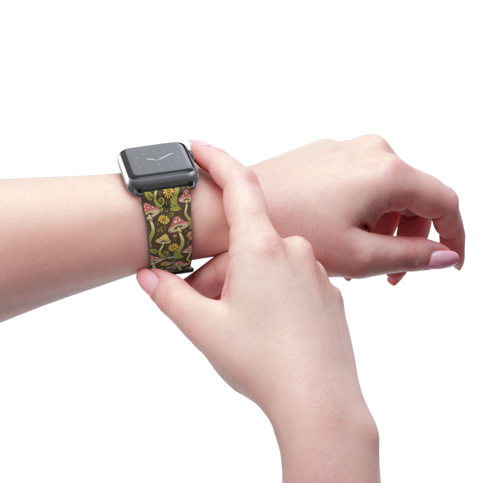 Magic Mushroom - Apple Watch Band  - Vintage Forest Fungi Apple Watch Strap