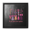 Halloween Broom Canvas Print — “A Girl Gotta Have Options” Framed Wall Art