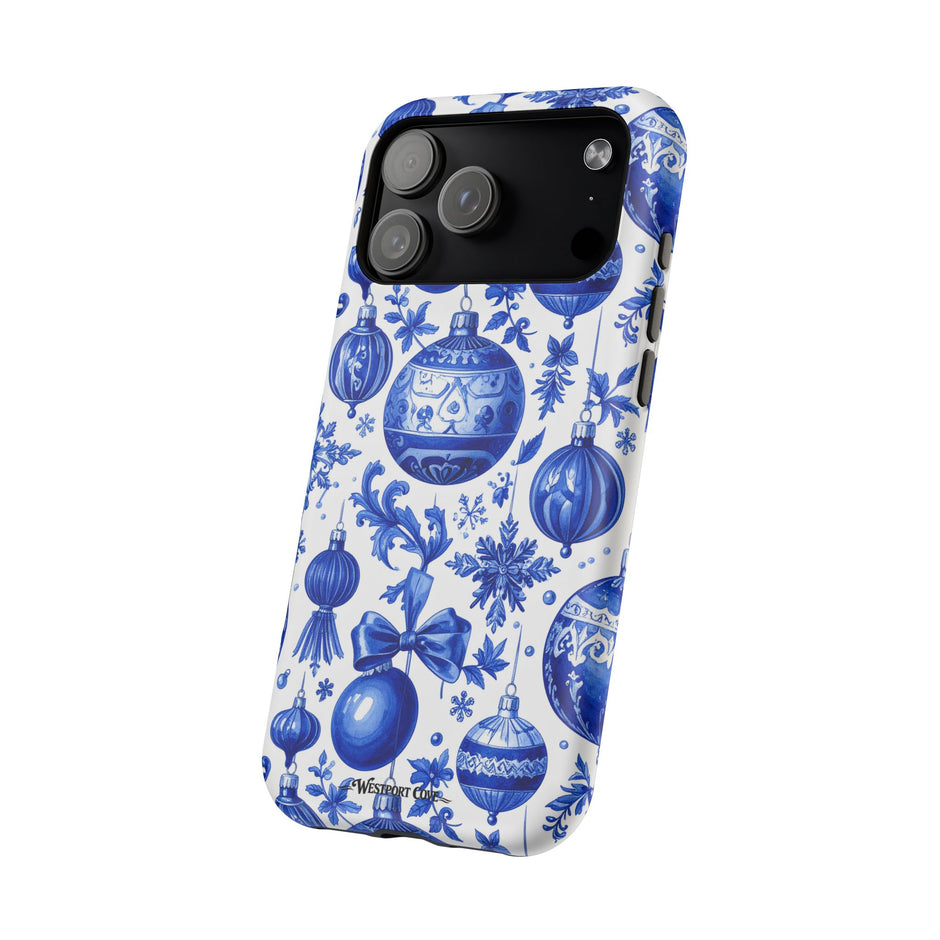 Blue and White Christmas Ornaments Extreme Impact MagSafe Phone Case
