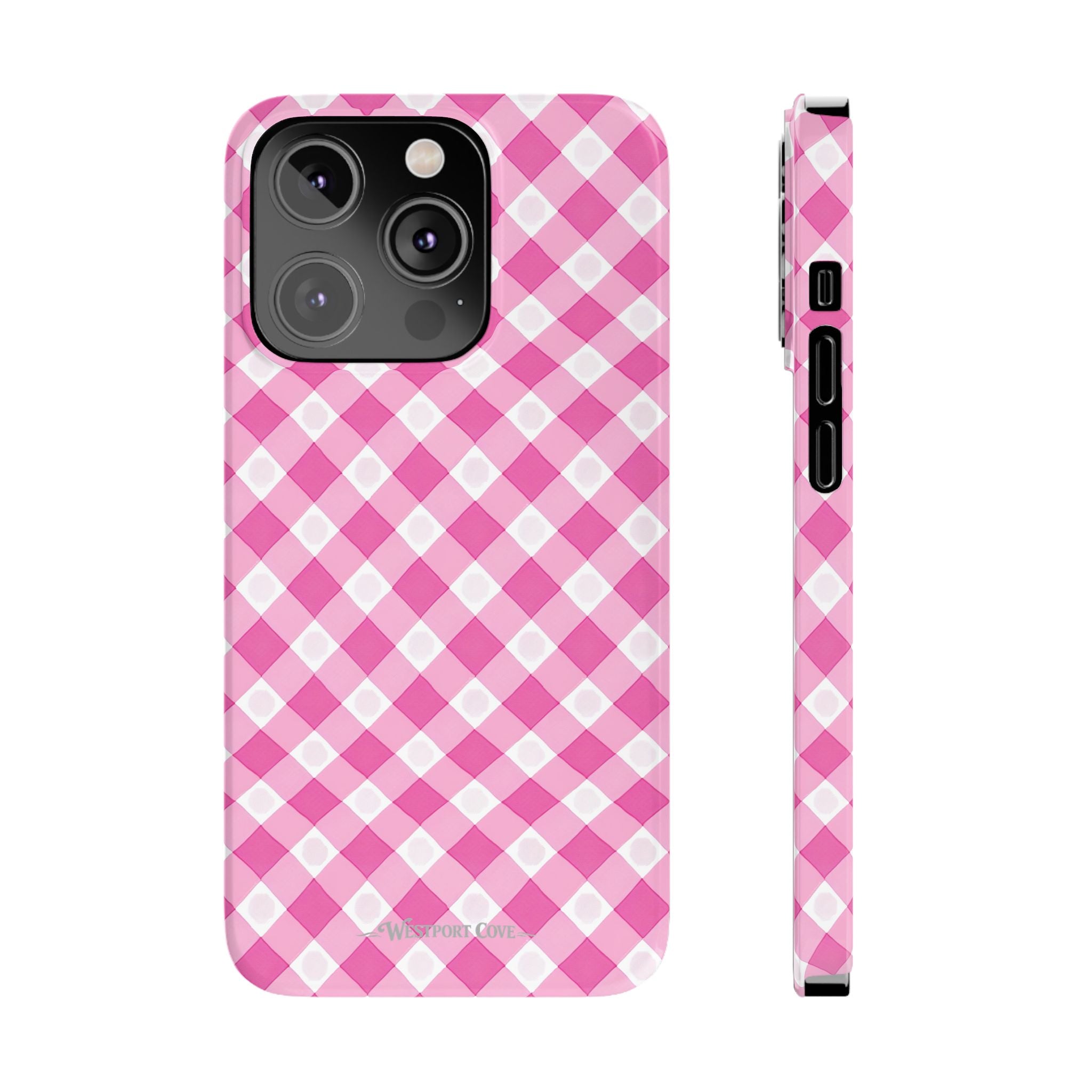 Pink Gingham - Essential Phone Case - Lightweight Protective Cover