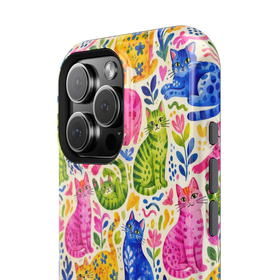 Pop Cats - Extreme Impact MagSafe Phone Case — Colorful Watercolor Cats