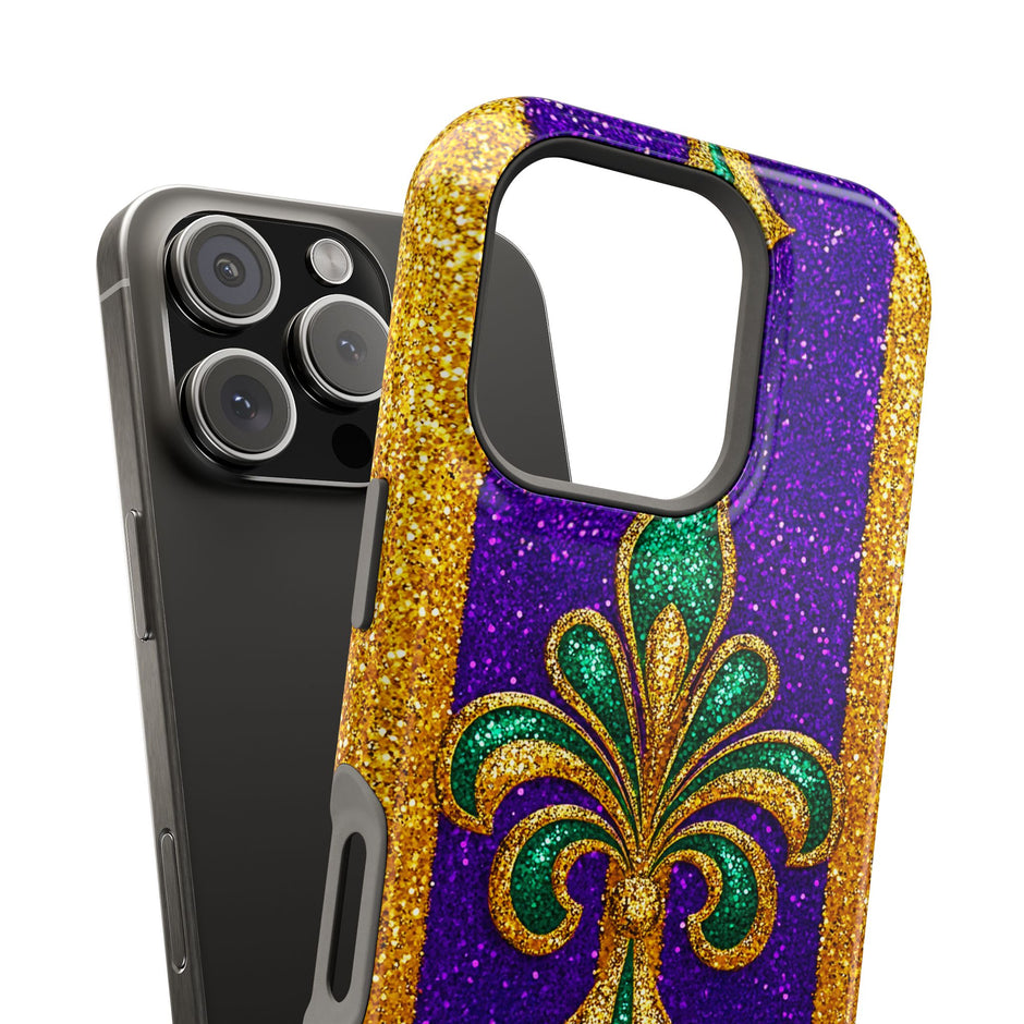 Mardi Gras Glitter Fleur - Extreme Impact MagSafe Phone Case