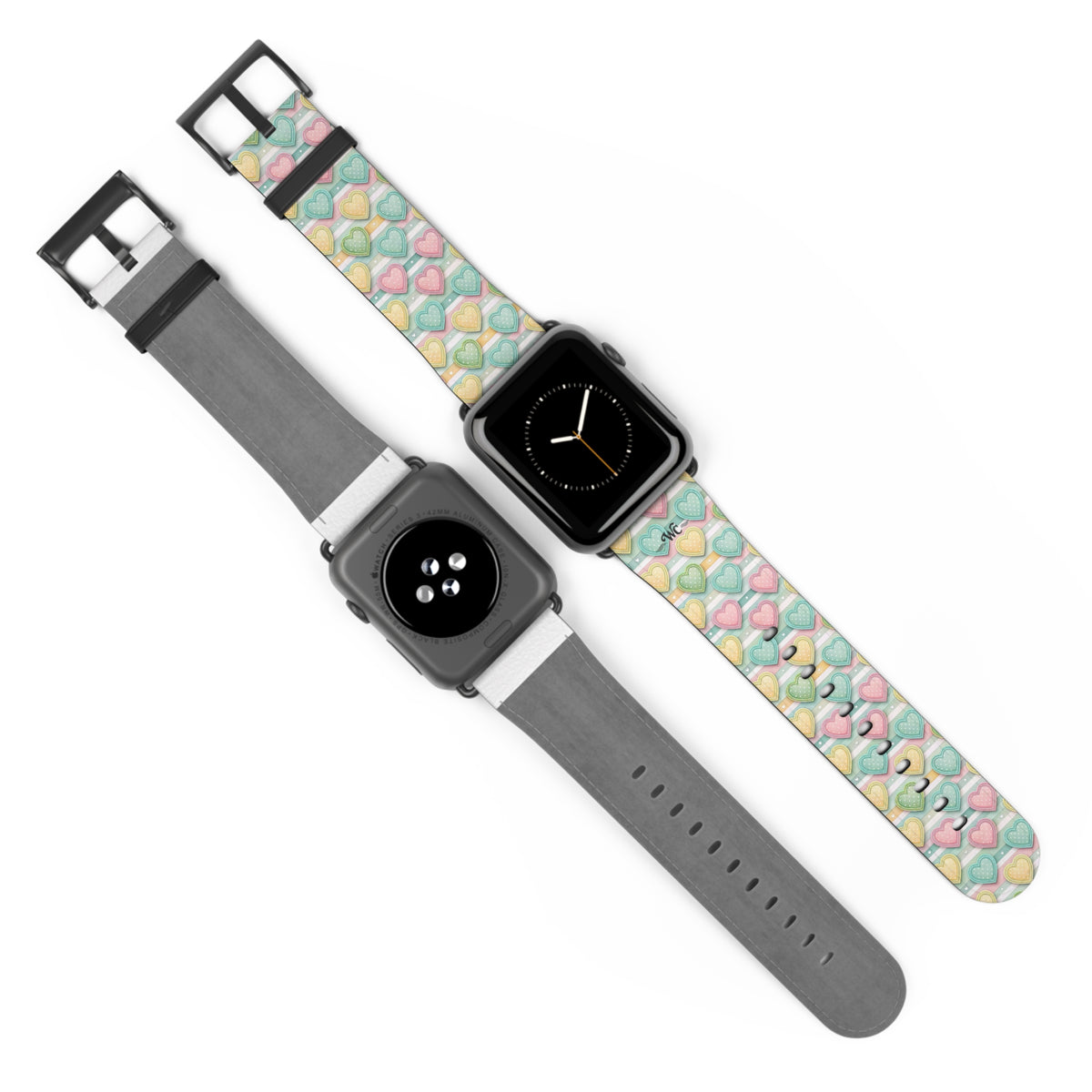 Be Mine; or Not - Pastel Heart Pattern Apple Watch Band — Cute Candy Hearts Watch Strap