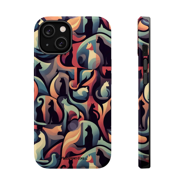 Camo Cats - Extreme Impact MagSafe Phone Case — Abstract Cat Pattern