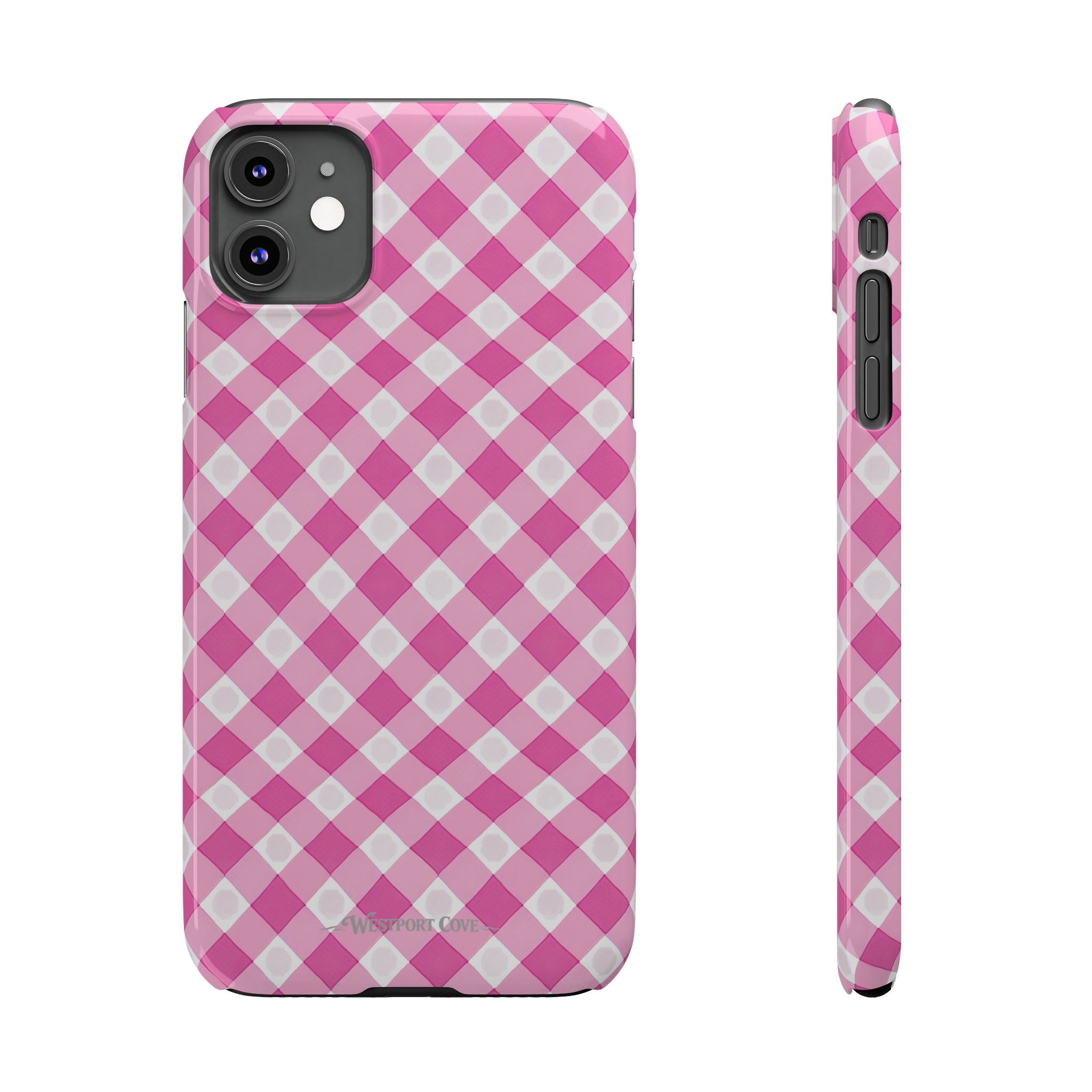 Pink Gingham - Essential Phone Case - Lightweight Protective Cover