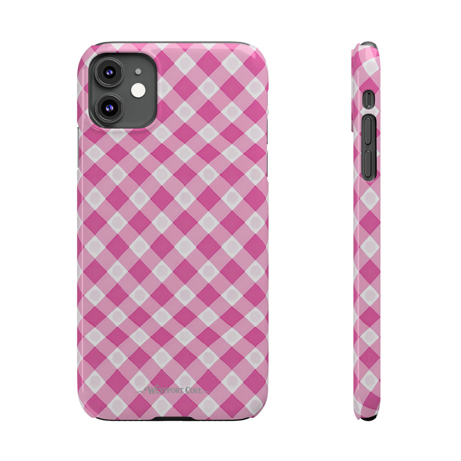 Pink Gingham - Essential Phone Case - Lightweight Protective Cover