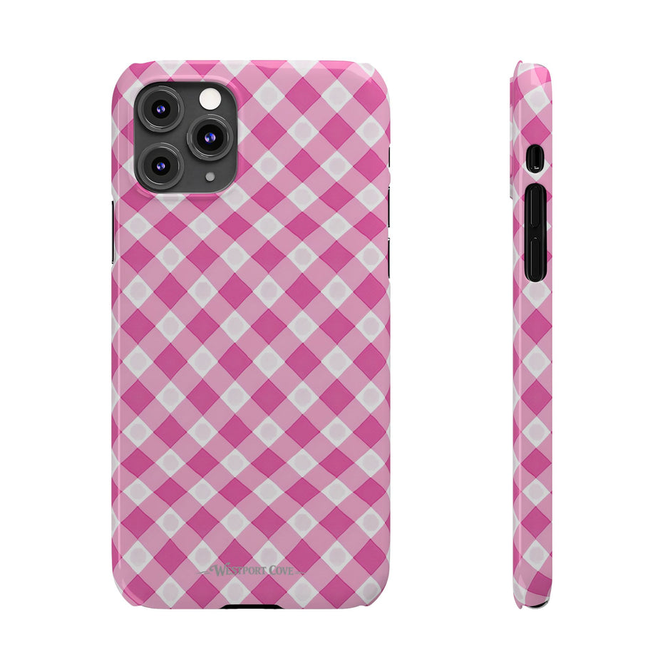 Pink Gingham - Essential Phone Case - Lightweight Protective Cover