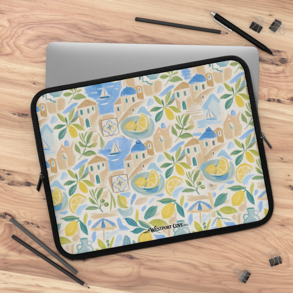 Mediterranean Lemon Laptop Sleeve & Seaside Pattern