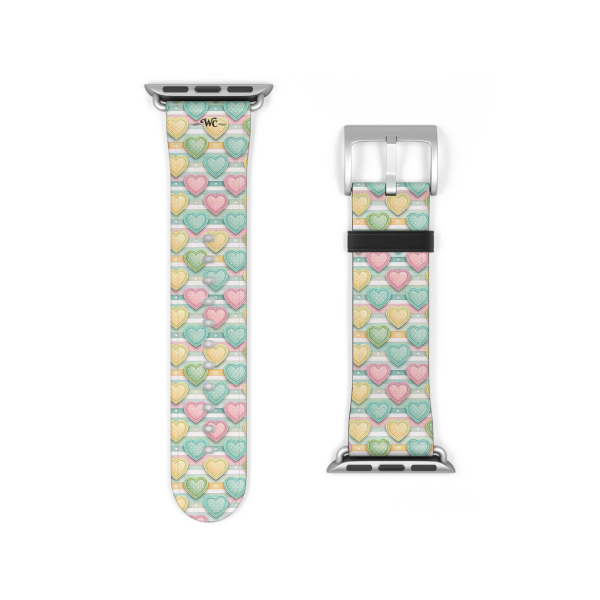 Be Mine; or Not - Pastel Heart Pattern Apple Watch Band — Cute Candy Hearts Watch Strap