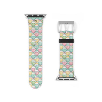 Be Mine; or Not - Pastel Heart Pattern Apple Watch Band — Cute Candy Hearts Watch Strap