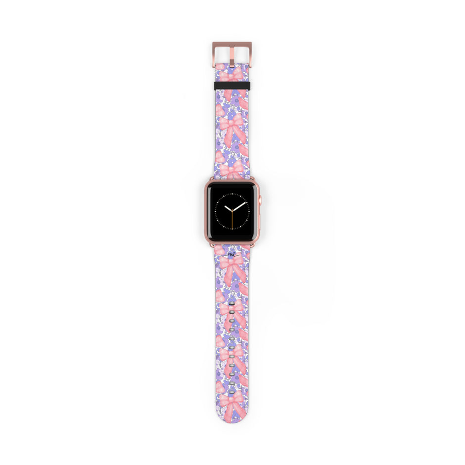 Bow Floral - Ribbon Pattern Apple Watch Band — Pastel Pink & Lavender Watch Strap