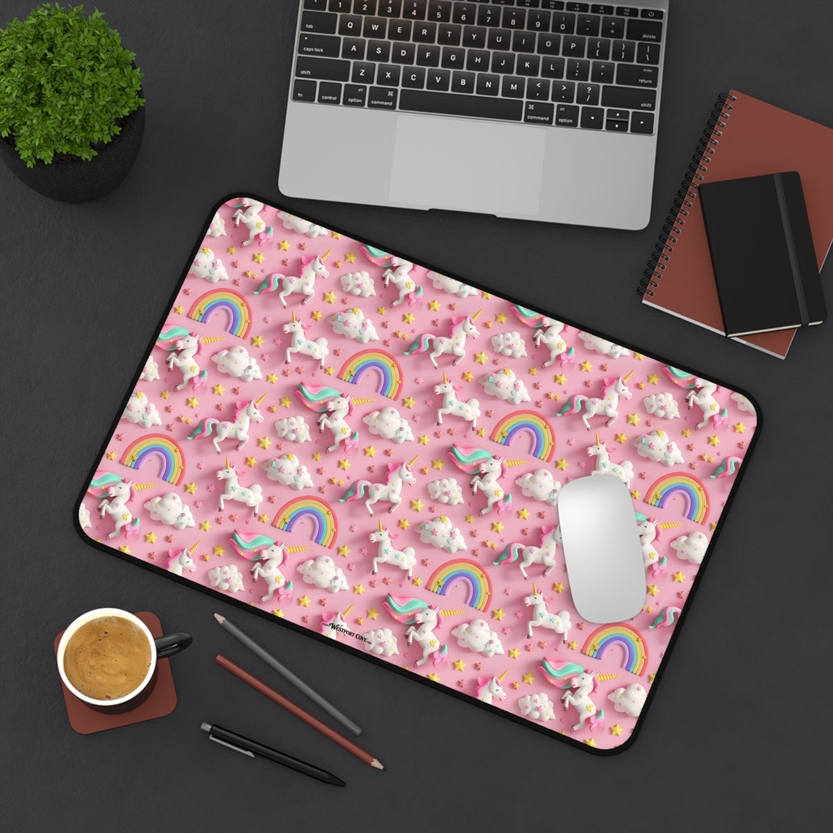 Unicorn Dance Desk Mat — Pink Cute Gaming & Office Mouse Pad