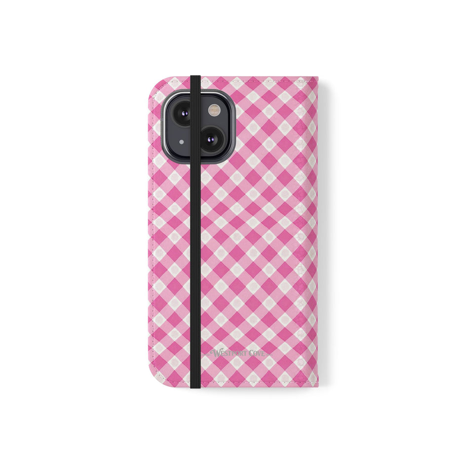 Pink Gingham - Flip Case – Wallet Flip Case with Card Slots