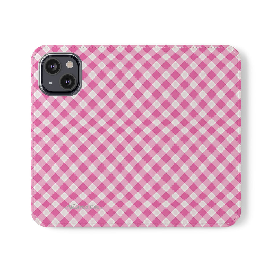 Pink Gingham - Flip Case – Wallet Flip Case with Card Slots