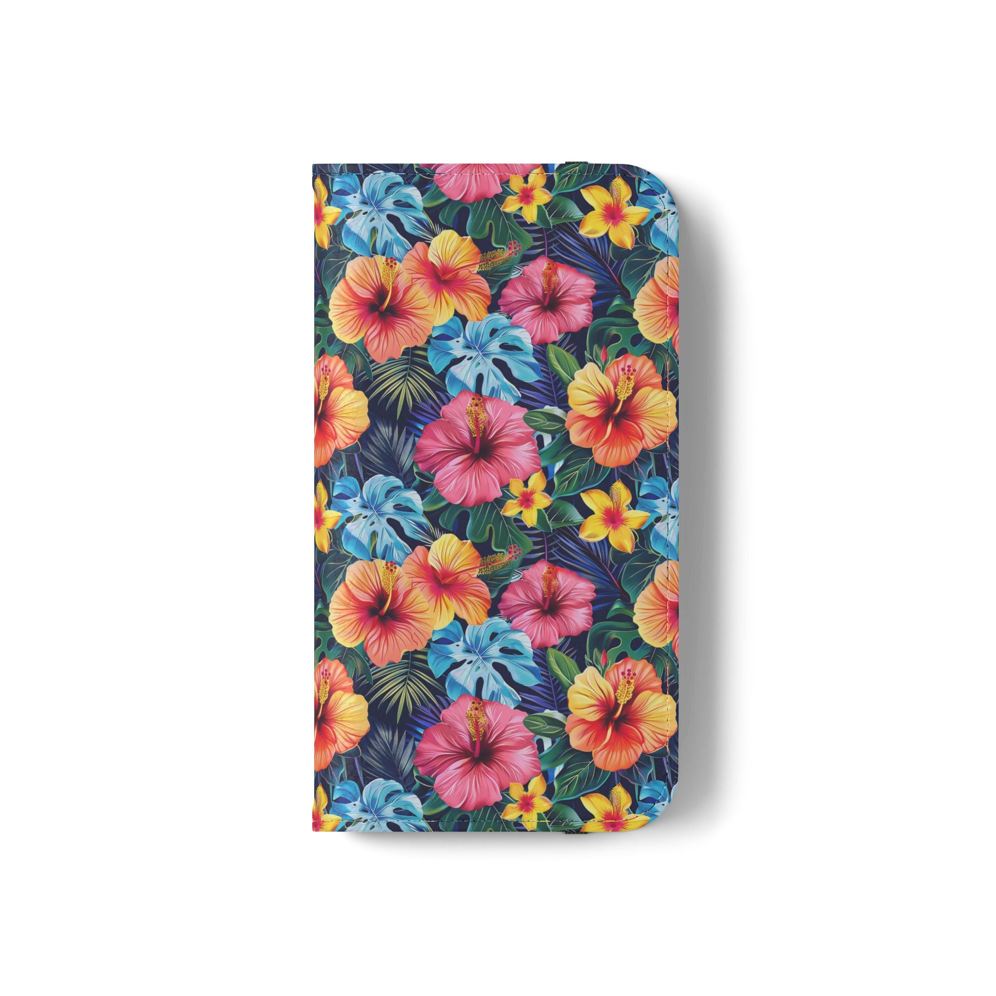 Tropical Hibiscus Flip Phone Case — Floral Wallet Flip Case with Card Slots