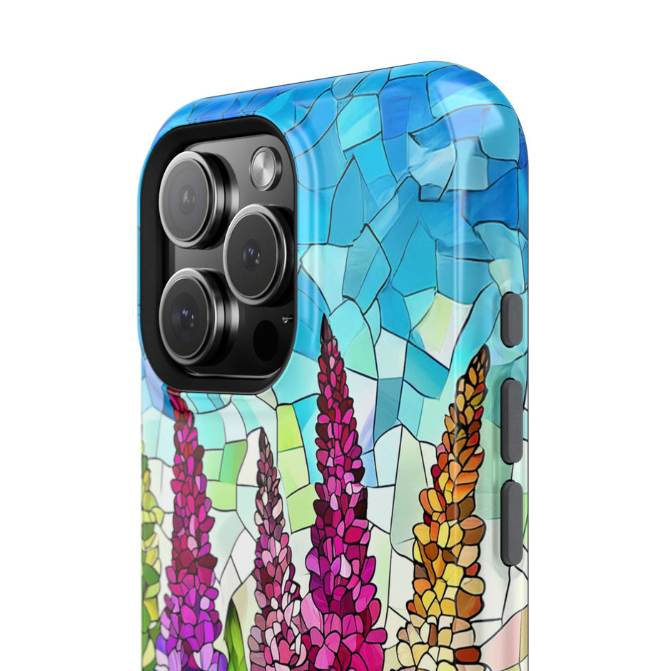 Floral Mosaic Stained Glass Colorful Lupine - Extreme Impact MagSafe Phone Case