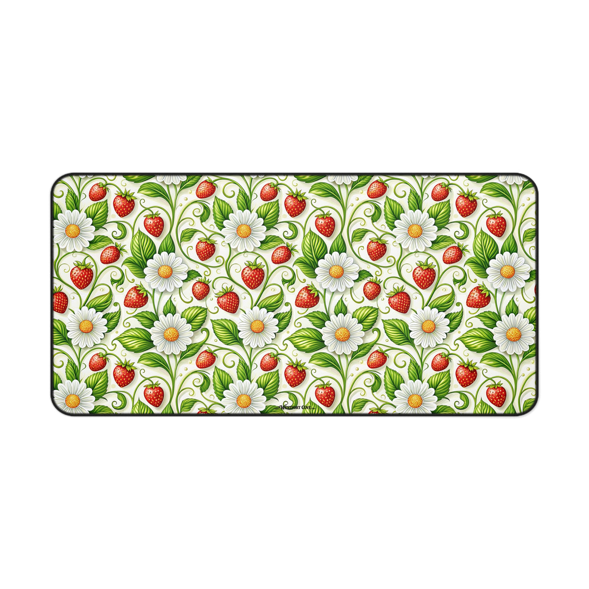 Strawberry Delight Desk Mat — Floral Vintage Garden Mouse Pad/Desk Protector