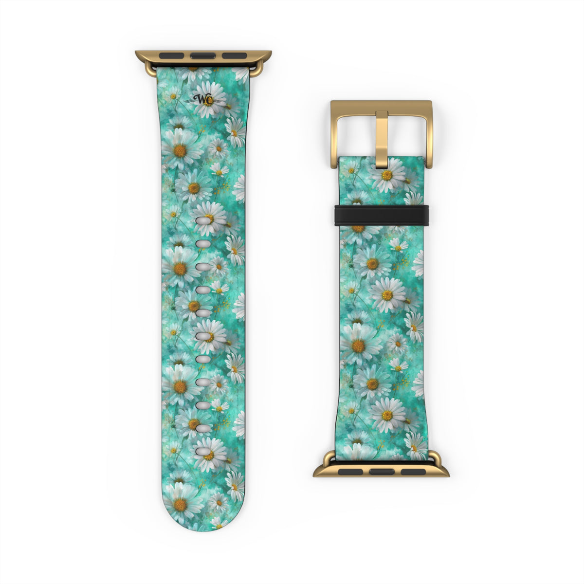 The Blue - Daisy Meadow Floral Apple Watch Band – Teal Daisy Apple Watch Strap