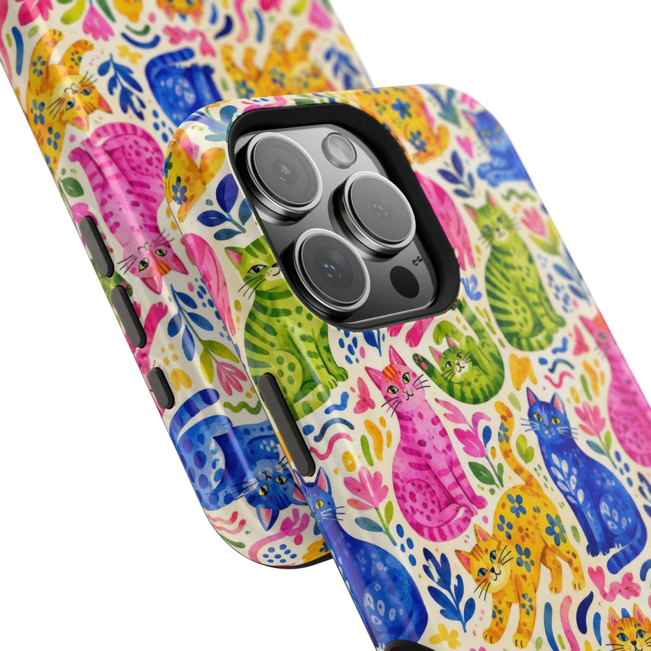 Pop Cats - Extreme Impact MagSafe Phone Case — Colorful Watercolor Cats