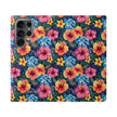 Tropical Hibiscus Flip Phone Case — Floral Wallet Flip Case with Card Slots