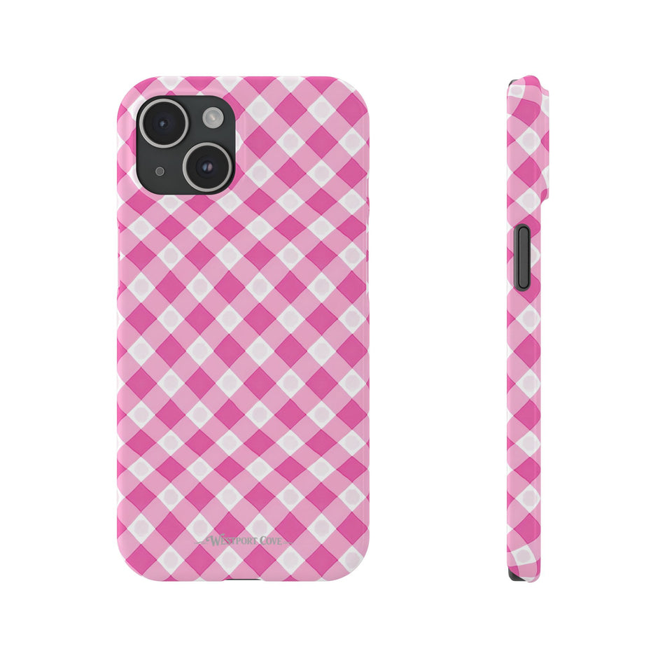 Pink Gingham - Essential Phone Case - Lightweight Protective Cover