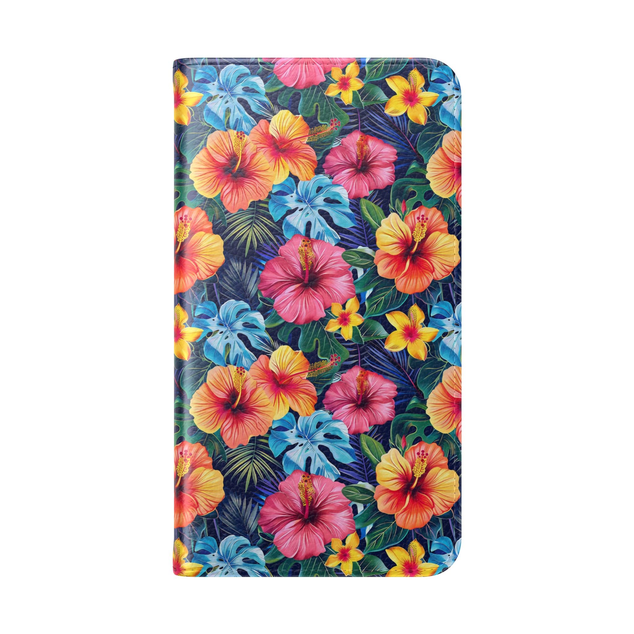 Tropical Hibiscus Flip Phone Case — Floral Wallet Flip Case with Card Slots