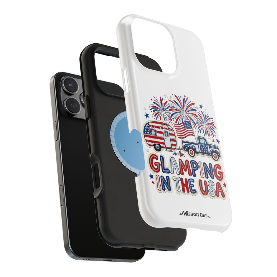 Glamping in the USA - Patriotic Camping Extreme Impact MagSafe Phone Case