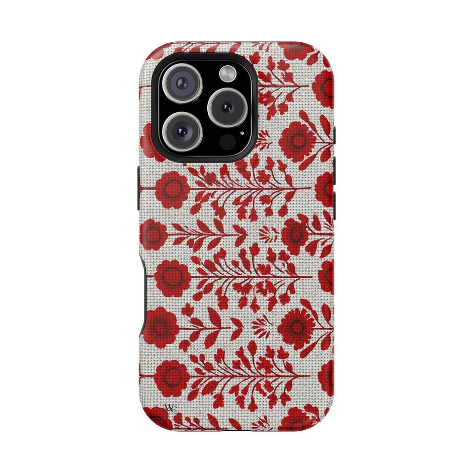 Red Scandi Floral - Extreme Impact MagSafe Phone Case