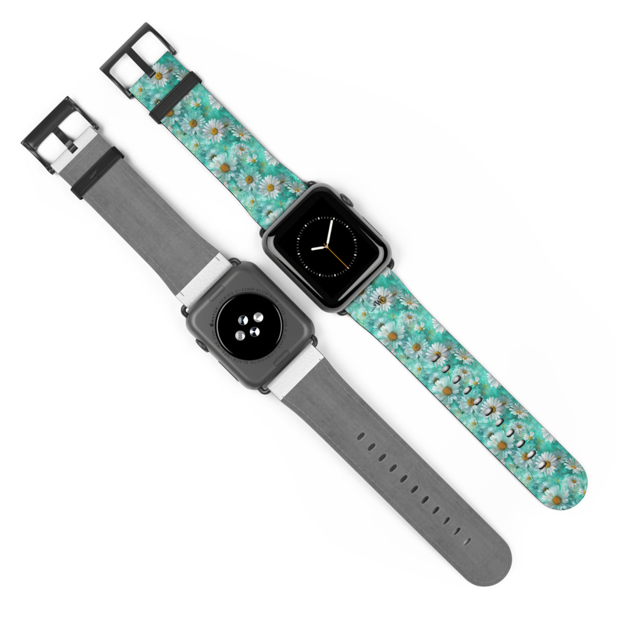 The Blue - Daisy Meadow Floral Apple Watch Band – Teal Daisy Apple Watch Strap