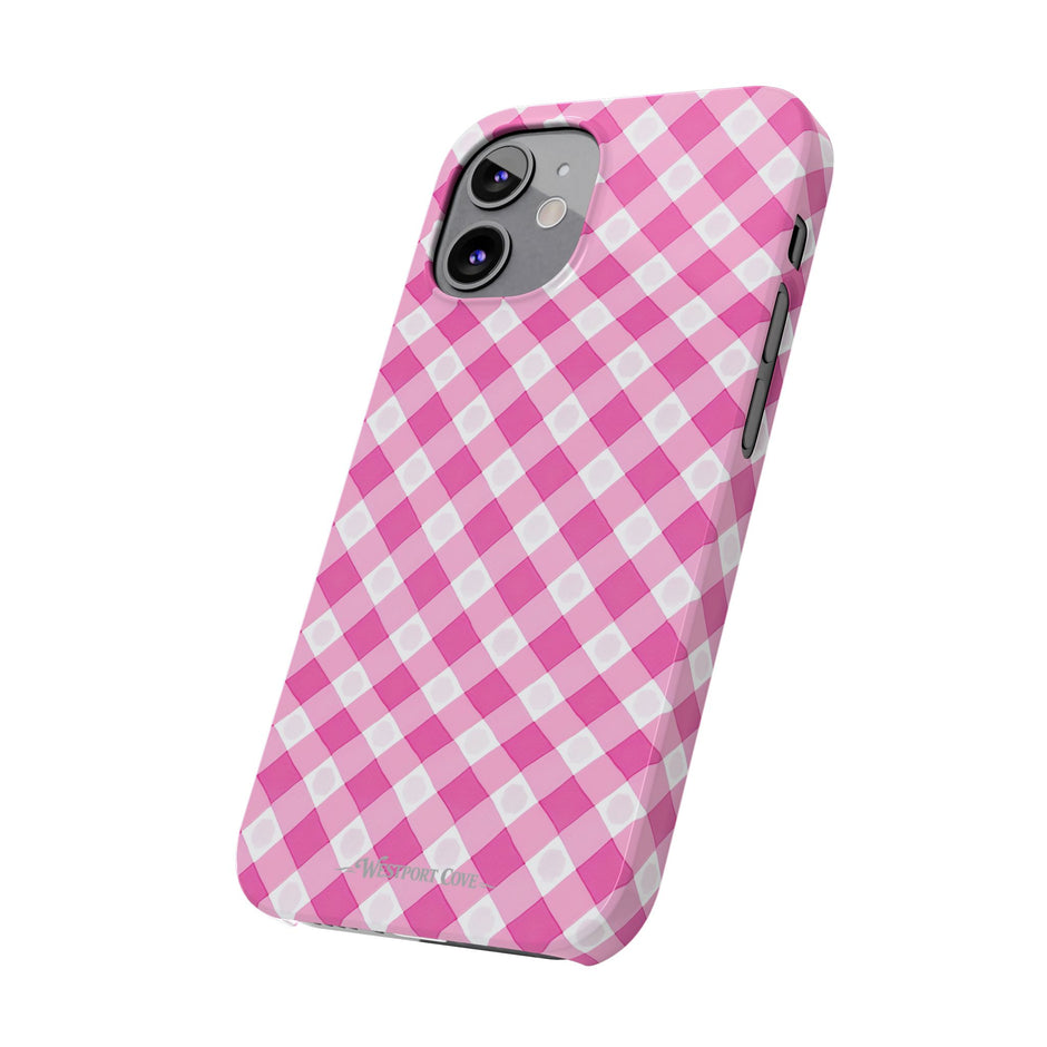 Pink Gingham - Essential Phone Case - Lightweight Protective Cover