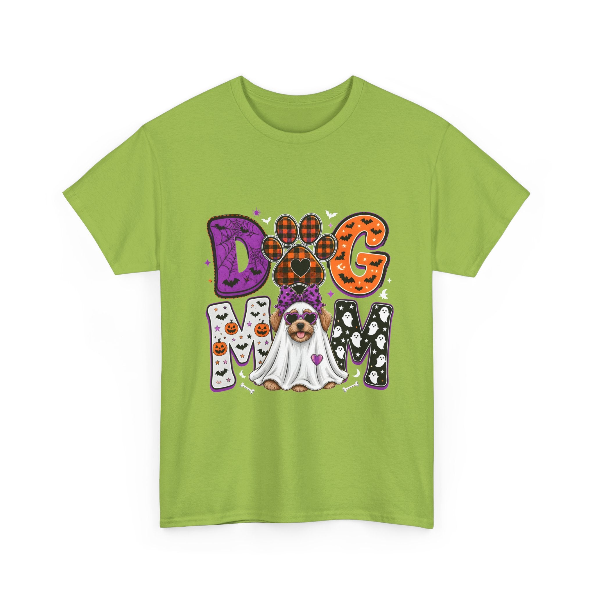 Dog Mom Halloween T‑Shirt — Ghost Pup & Spooky Pattern Tee