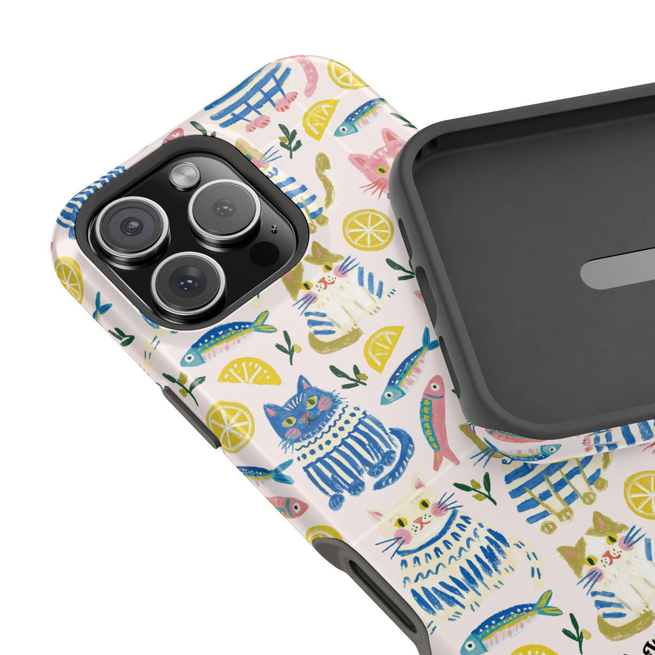Watercolor Cats - Extreme Impact MagSafe Phone Case — Lemon Pattern