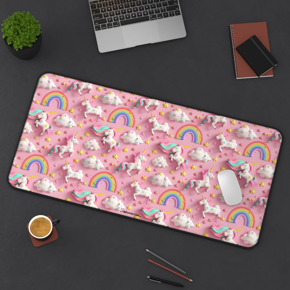 Unicorn Dance Desk Mat — Pink Cute Gaming & Office Mouse Pad