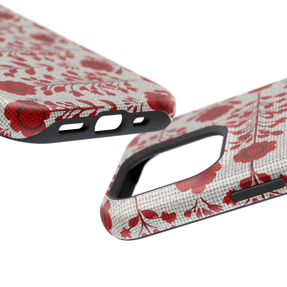 Red Scandi Floral - Extreme Impact MagSafe Phone Case