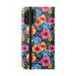 Tropical Hibiscus Flip Phone Case — Floral Wallet Flip Case with Card Slots