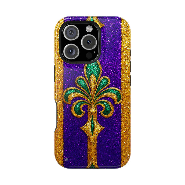 Mardi Gras Glitter Fleur - Extreme Impact MagSafe Phone Case